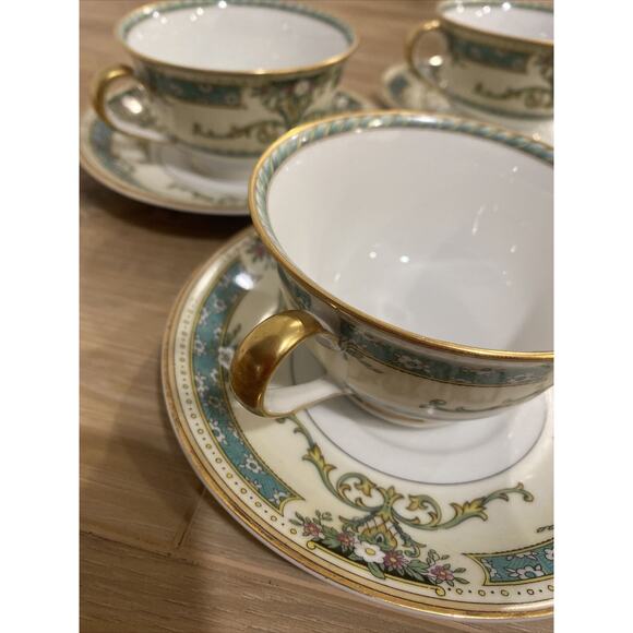 Noritake Beauvais Cup & Saucer Set Of 4 Fine China Gold Rim Made In Japan Coffee - Picture 9 of 9